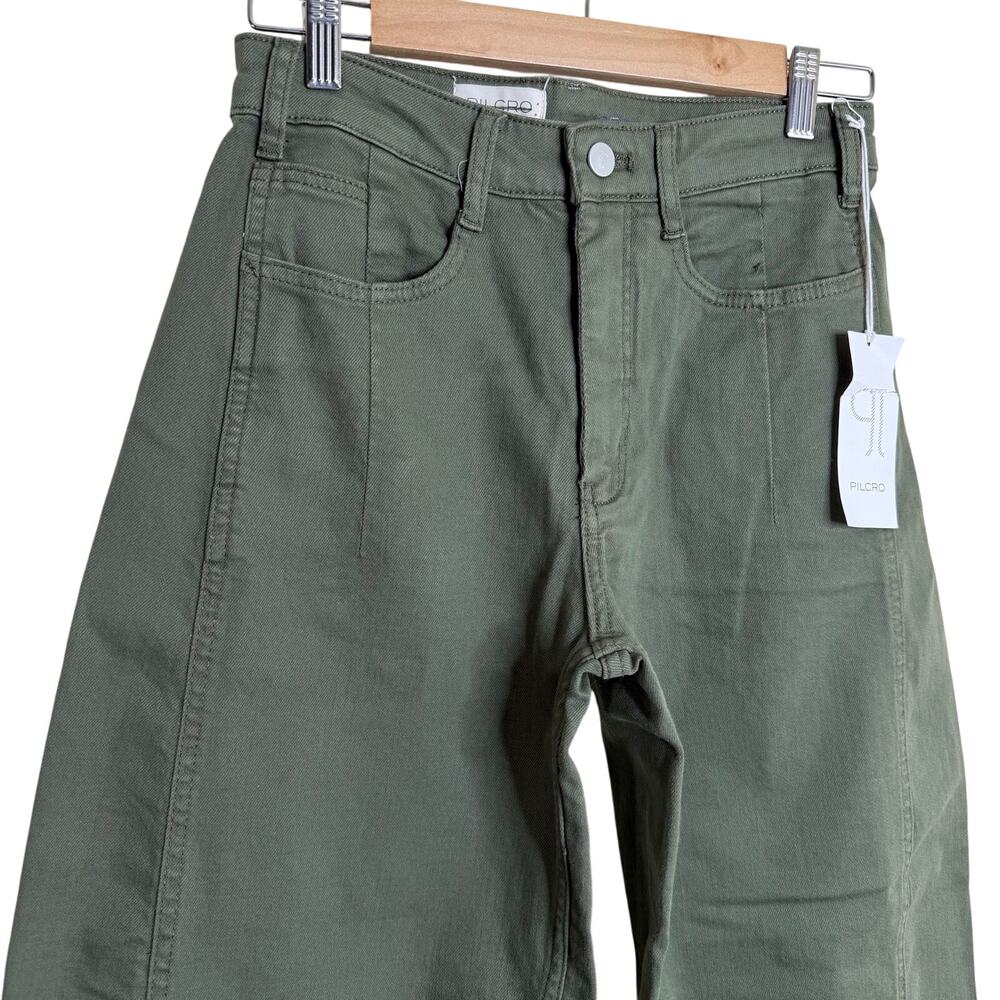 NWT Anthropologie Pilcro Heritage Kenna Mid-Rise Barrel Jeans Green Size 25P - Picture 3 of 6